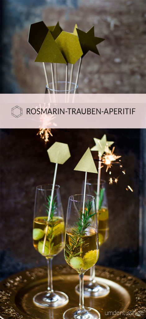 Helle Traube, Ginger Ale, Rosmarin und Gin bilden eine perfekte Kombination aus Aromen für diesen wunderschönen goldenen Aperitif #aperitif #gin #rosmarin #silvester #drink #cocktail #rezept #footphotography #newyearseve #traube
